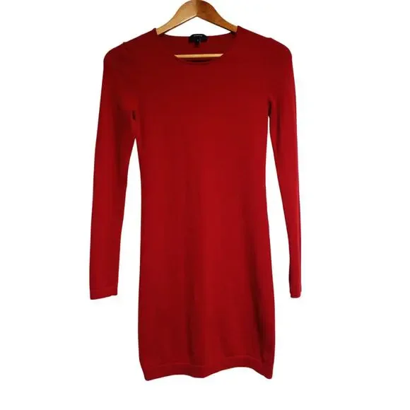 Theory | Dresses | Theory 0 Cashmere Long Sleeve Red Bodycon Mini Dress  Size Small | Poshmark